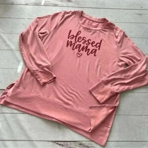 Positivi Tees Women's Long Sleeve Hacci Graphic Tops Peach Glaze Large …